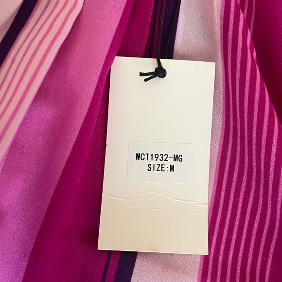 THML Blouse Women’s Sz M Davis Striped Pink/Purple Feminine Chic Summer NWT - Picture 6 of 10
